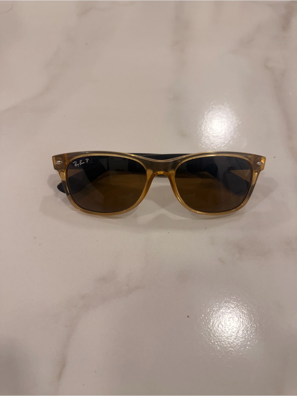 Ray-Ban RB2132 New Wayfarer Polarized Sunglasses – Honey/Brown